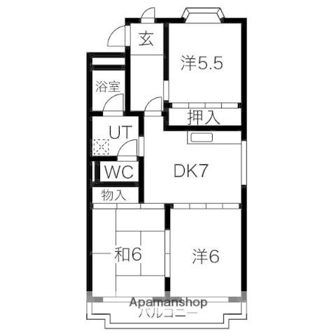 フォーブルJUN(3DK/3階)の間取り写真
