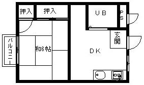 コスモハイツ(1DK/1階)の間取り写真