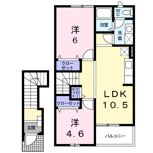 ツインズパレスⅠ(2LDK/2階)の間取り写真