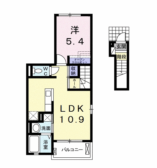 サンリット ガーデン Ⅱ(1LDK/2階)の間取り写真
