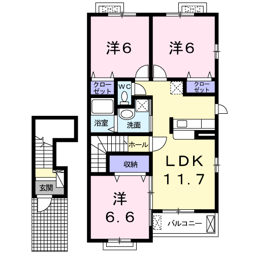 マリアベール(3LDK/2階)の間取り写真