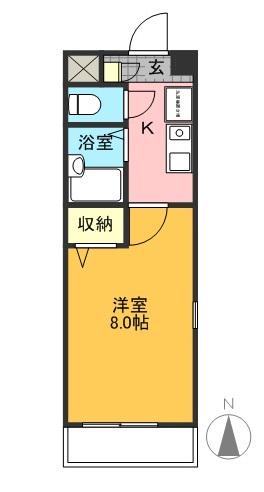 クレストコート(1K/2階)の間取り写真