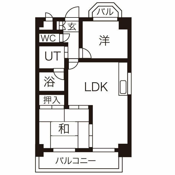 リヴァーサイド植田(2LDK/5階)の間取り写真