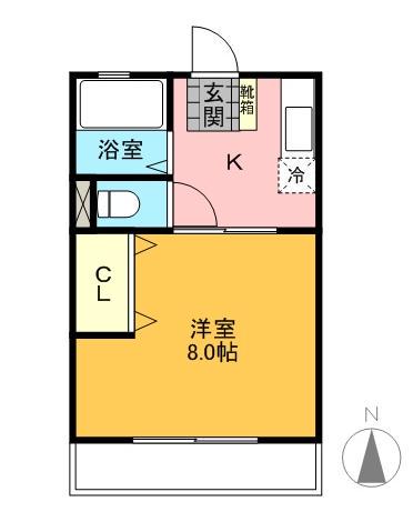 シティハイム信和(1K/2階)の間取り写真