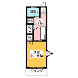 白鳳ハイツ(1K/2階)の間取り写真