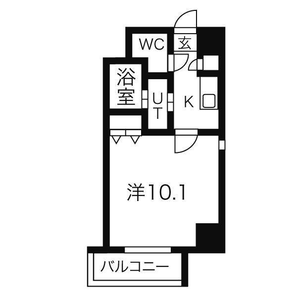 ヒルズストーン徳重(1K/6階)の間取り写真