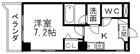 ヨシキビル(1K/2階)の間取り写真