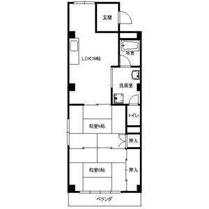 シャンポール原Ⅱ(2LDK/3階)の間取り写真