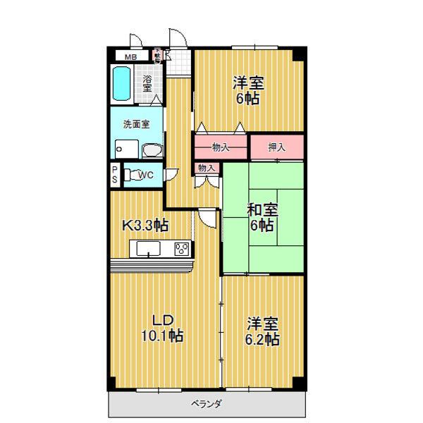 プレステージ黒沢台(3LDK/2階)の間取り写真
