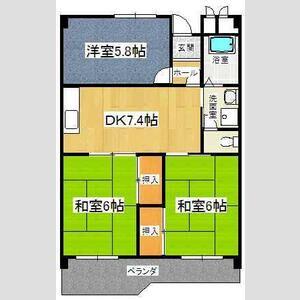 第2コーポはらた(3DK/3階)の間取り写真