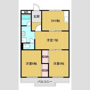 パティオ野並(3DK/4階)の間取り写真