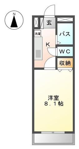 フローリィ麗(1K/1階)の間取り写真