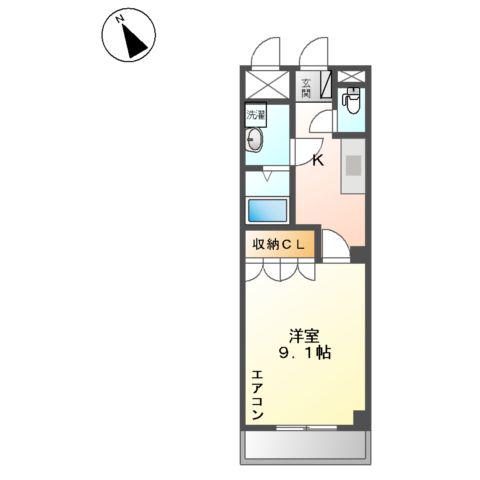 ペニーレインA(1K/2階)の間取り写真