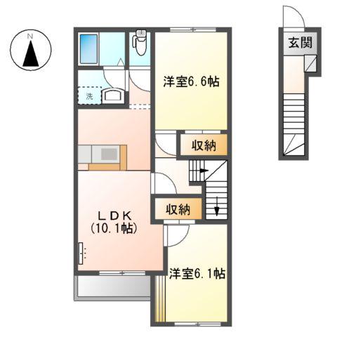 メゾン・ド・オリビア(2LDK/2階)の間取り写真