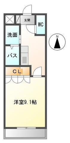 プロムナード(1K/2階)の間取り写真