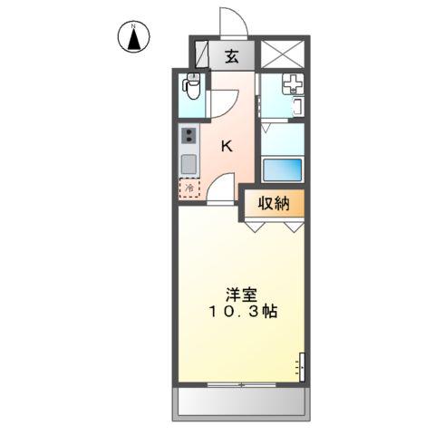 カーサ荒池(1K/1階)の間取り写真