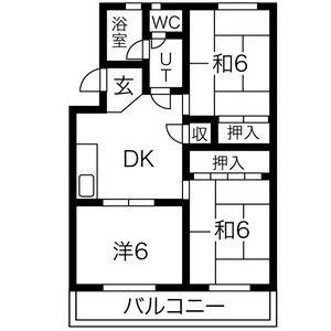 八城マンション(3DK/2階)の間取り写真