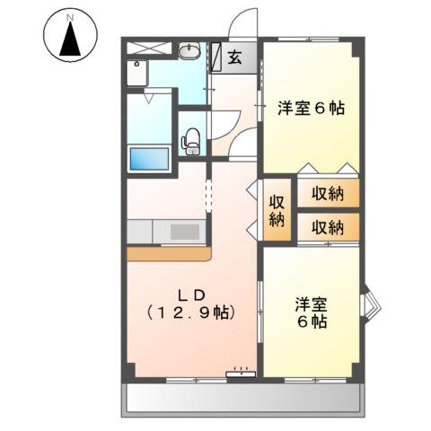 フォレスト高間(2LDK/2階)の間取り写真
