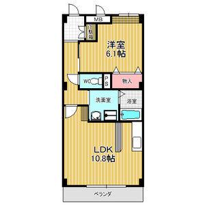 ヴェルジェ(1LDK/2階)の間取り写真