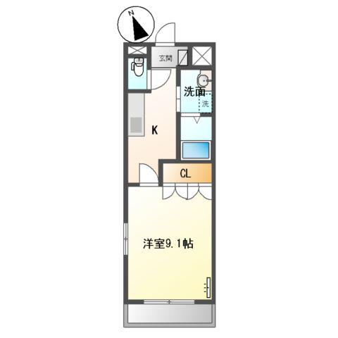 フルールムーラン(1K/2階)の間取り写真