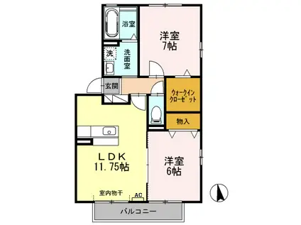 ロイヤルタウン C棟(2LDK/2階)の間取り写真