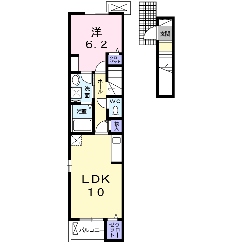 グランドソレーユ菅田(1LDK/2階)の間取り写真