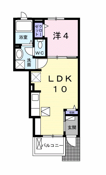 グランドペアレンツ浅井Ⅱ A(1LDK/1階)の間取り写真