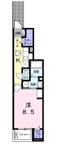 プチメゾン松和花壇(1K/1階)の間取り写真