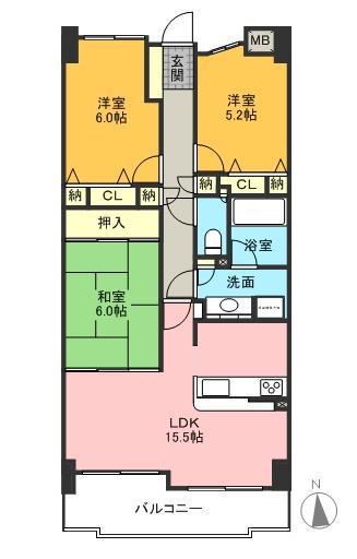 ユニーブル原駅前(3LDK/8階)の間取り写真