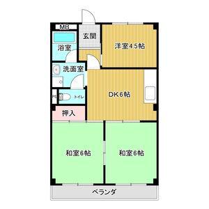 シャンポール原Ⅰ(3DK/4階)の間取り写真