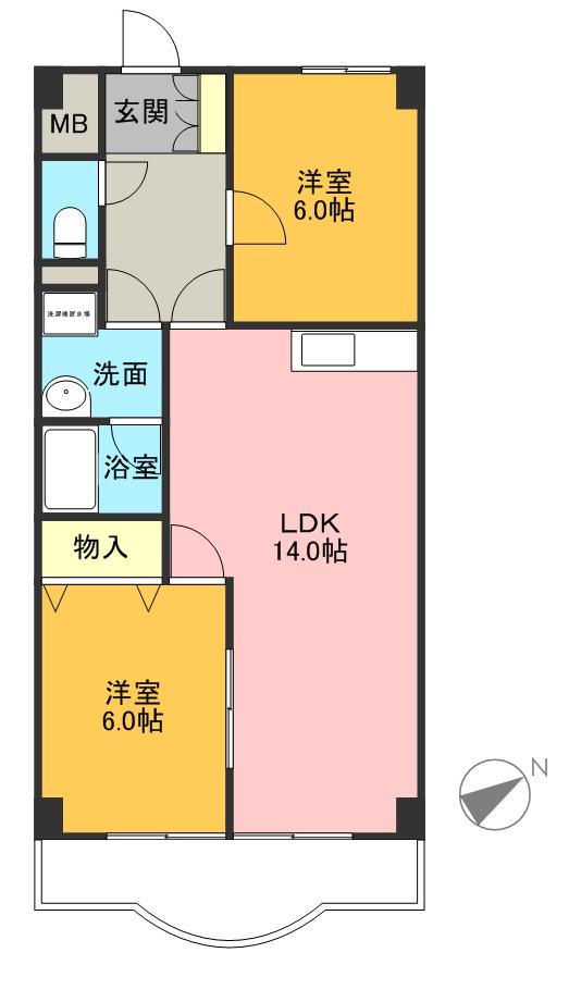 スカイハイツ塚本(2LDK/3階)の間取り写真