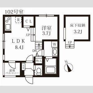 ハーモニーテラス野並Ⅴ(1LDK/1階)の間取り写真