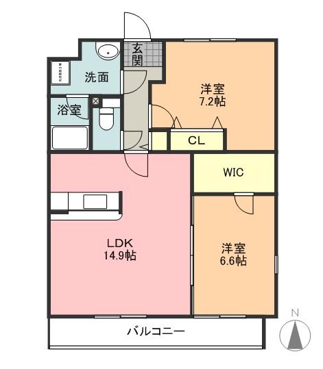 ソレイユⅡ(2LDK/3階)の間取り写真