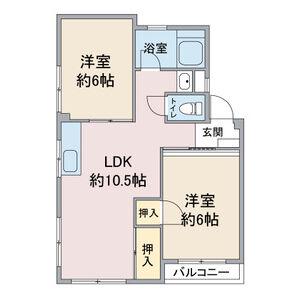CHOU CHOU一社(2LDK/3階)の間取り写真