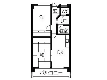 ヒルハイツ桃山(2DK/1階)の間取り写真