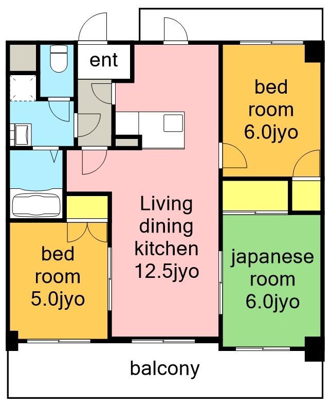 BELLA植田山(3LDK/1階)の間取り写真