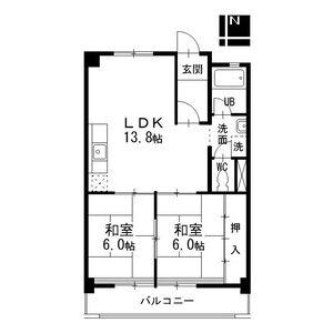第3ヒルハイツ桃山(2LDK/3階)の間取り写真
