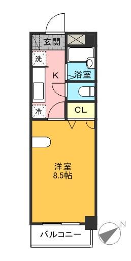 ルピナスUMESATO(1K/3階)の間取り写真