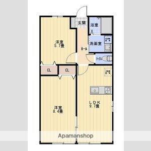 カレン中砂2(2LDK/1階)の間取り写真