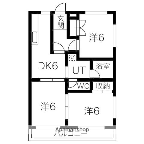カーサルーチェ(3DK/2階)の間取り写真