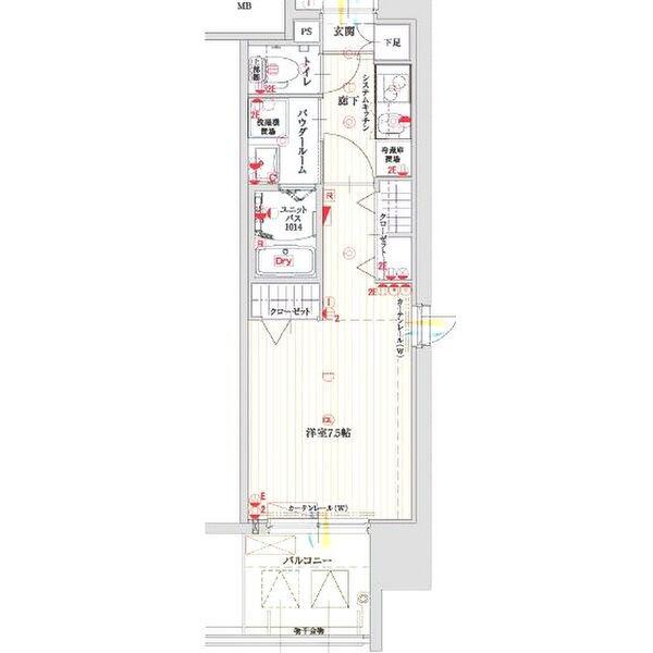 パルティール植田アネックス(1K/4階)の間取り写真