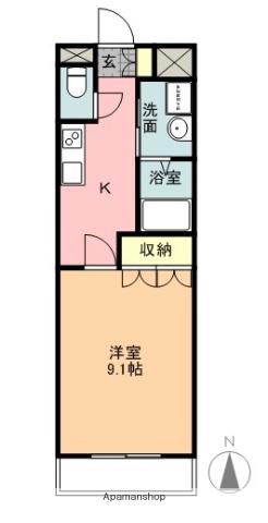 LA VIGNE(1K/1階)の間取り写真