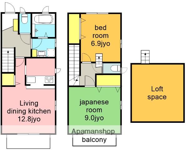 ラ・サンベール藤塚A-B(2LDK/2階)の間取り写真