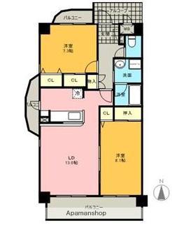 ケーズスぺース赤池(2LDK/5階)の間取り写真