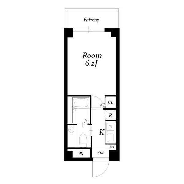 八事ガーデンヒルズ(1K/6階)の間取り写真