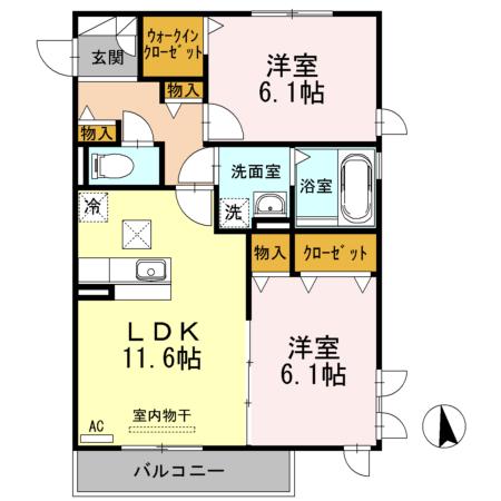 RAFFINE大坪(2LDK/2階)の間取り写真