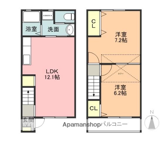 ル・ポミエⅦ(2LDK)の間取り写真