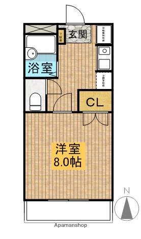 ハースヒルズ赤池Ⅲ(1K/1階)の間取り写真