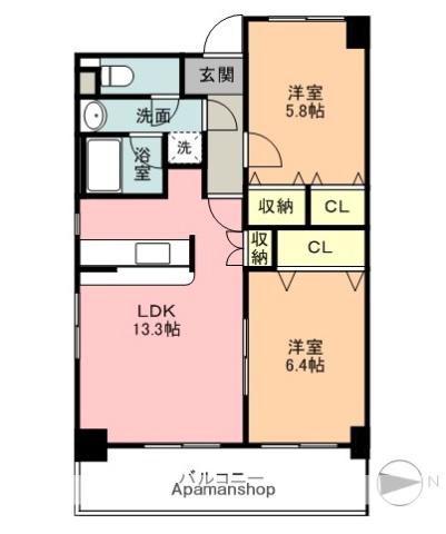 ステージア日進(2LDK/7階)の間取り写真