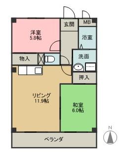 アン・プルール(2LDK/3階)の間取り写真